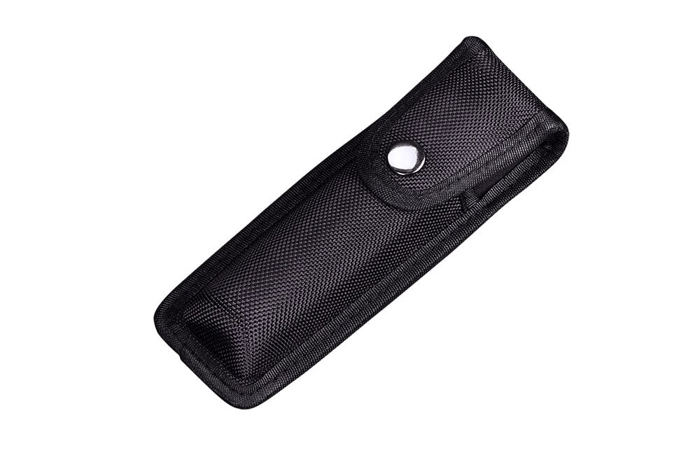 A black nylon Fenix ALP-10 Flashlight Holster with a quick-release design, suitable for holding various Fenix flashlights.