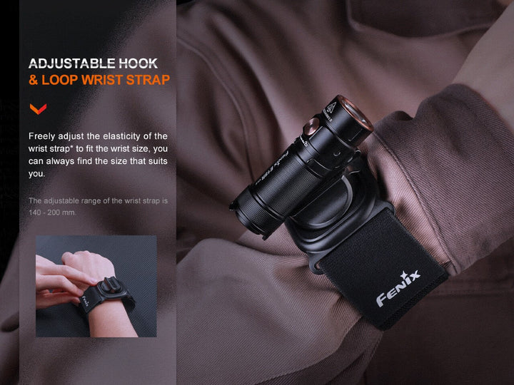 Fenix ALW-01 Wrist Flashlight Holster worn on the wrist