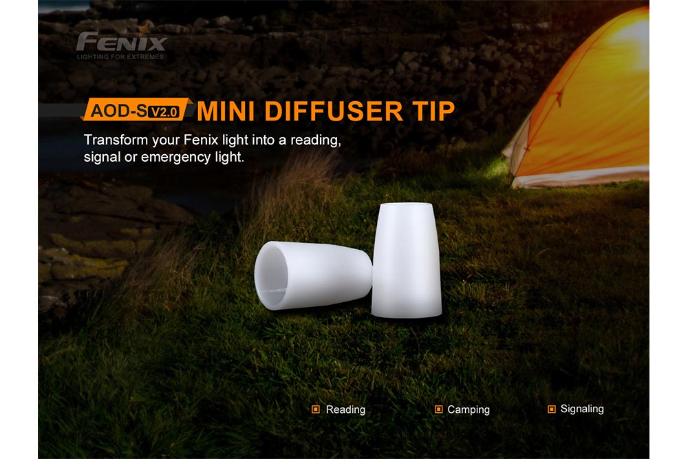 Fenix AOD-S V2 Diffuser at campsite