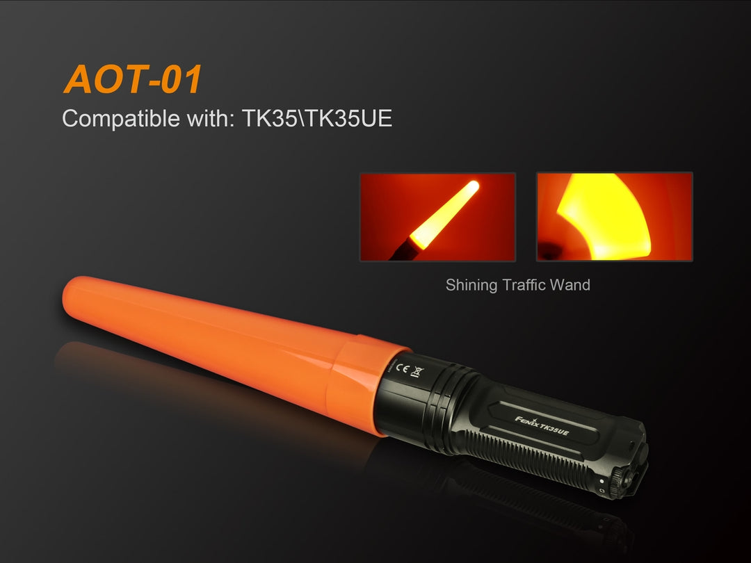 A graphic showing lights compatible with the Fenix AOT-01 Traffic Wand 