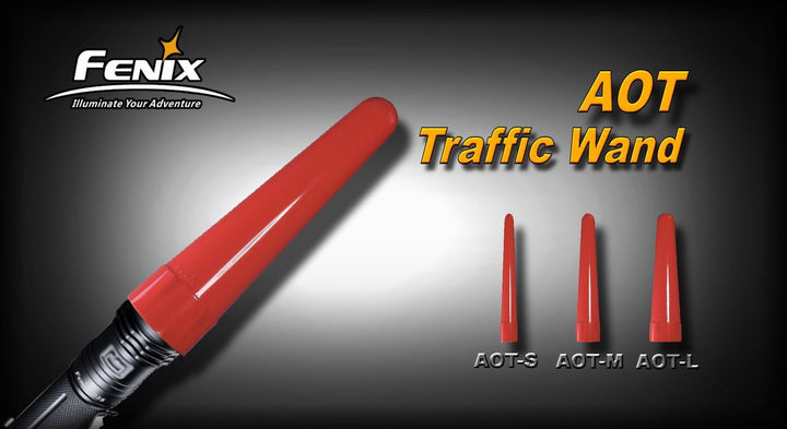 Fenix AOT-M Traffic Wand attached to a flashlight