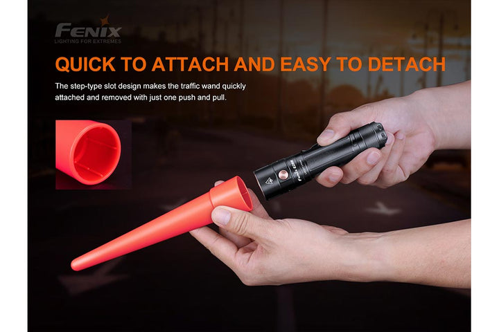 Fenix AOT-S+ Traffic Wand being removed from a flashlight