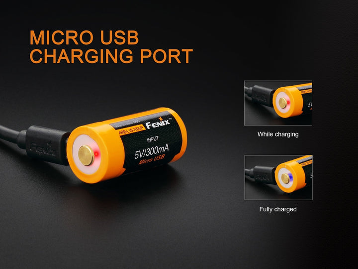 The micro-usb charging port of the Fenix ARB-L16-700UP battery 