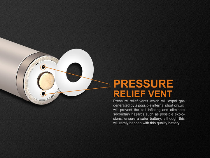 Pressure relief vent of the Fenix ARB-L16-700UP battery 