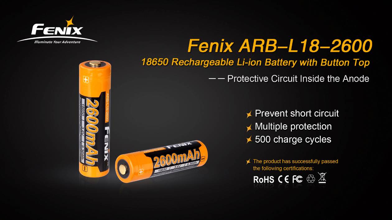 Fenix ARB-L18-2600 High-Capacity 18650 Battery - 2600mAh – Fenix Store