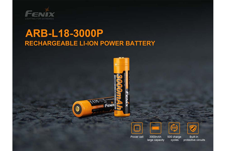 Fenix ARB-L18-3000P rechargeable battery on stone surface