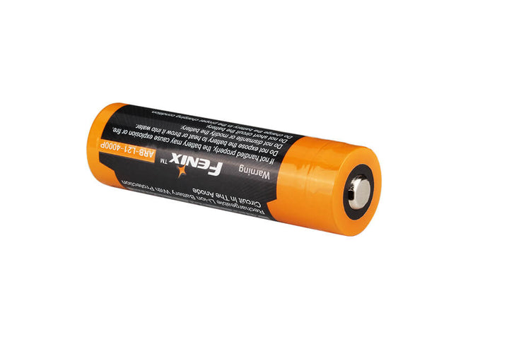 The back side of the Fenix ARB-L21-4000 Rechargeable 21700 Battery 