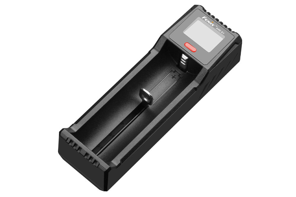 Fenix ARE-D1 battery charger as viewed from a front-right angle
