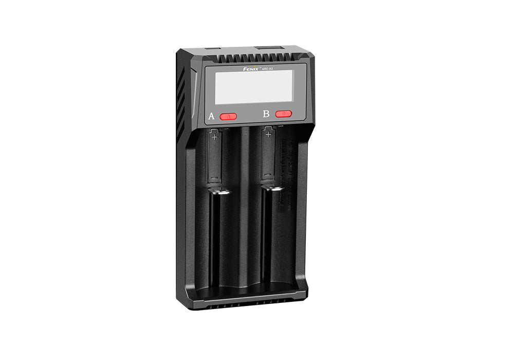 Fenix ARE-D2 battery charger as viewed from a front-left angle
