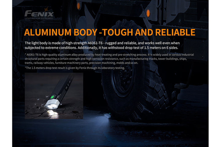 Fenix BC30 V2 LED bike light dropped on concrete