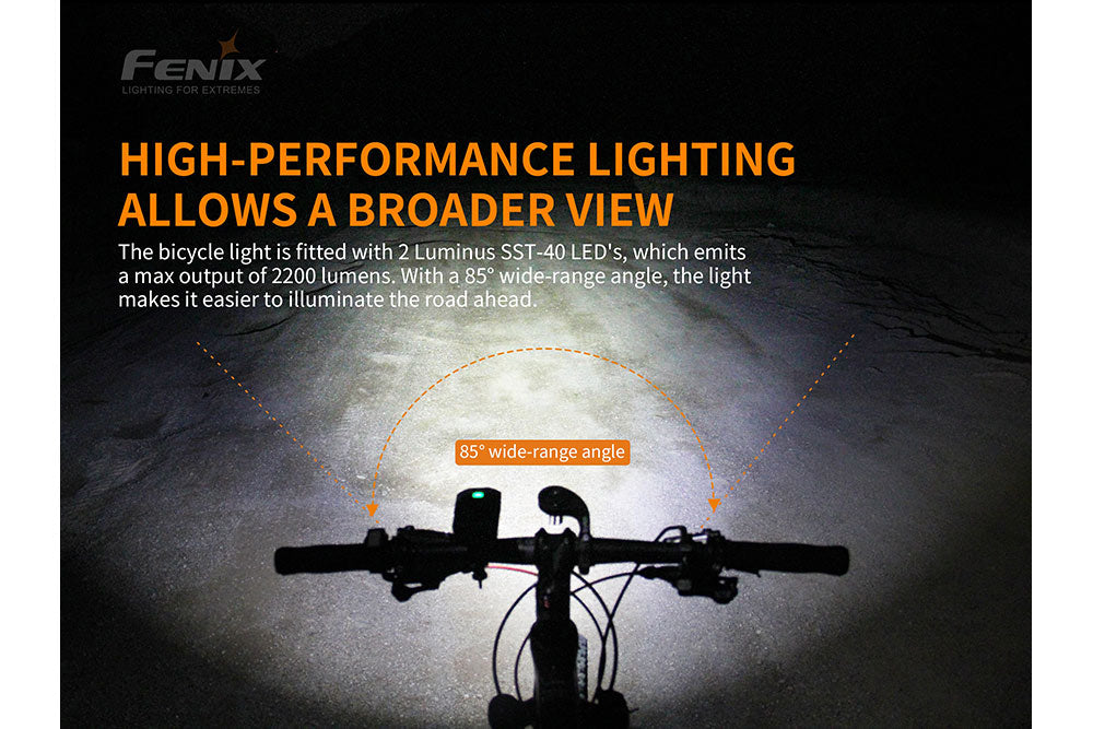 Broad light of the Fenix BC30 V2 LED bike light 