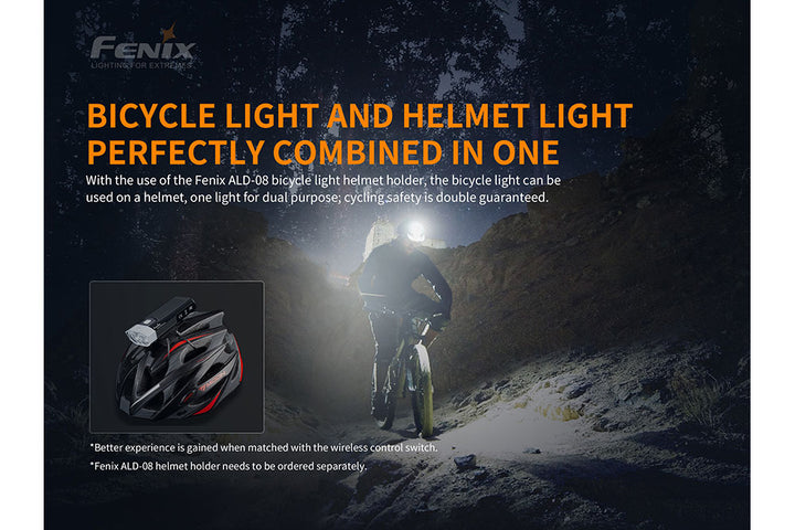 Fenix BC30 V2 LED bike light used on helmet