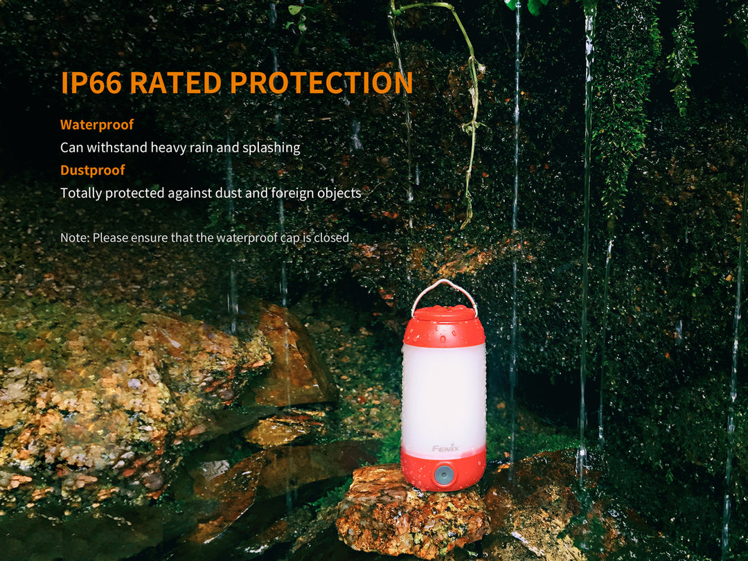 Fenix CL26R Camping Lantern in the rain