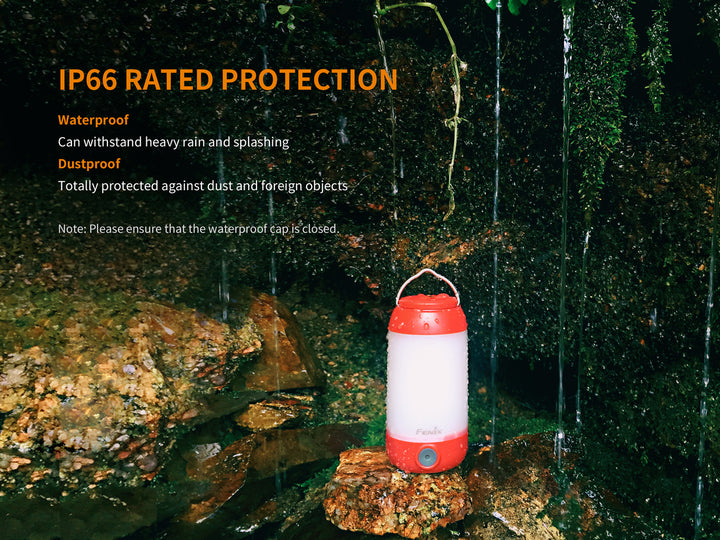 Fenix CL26R Camping Lantern in the rain