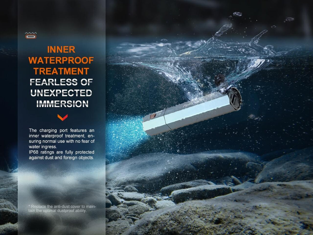 Fenix E-CP Powerbank Flashlight under water