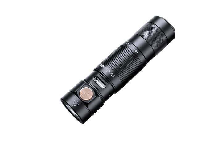 Fenix E09R rechargeable flashlight with charging port exposed