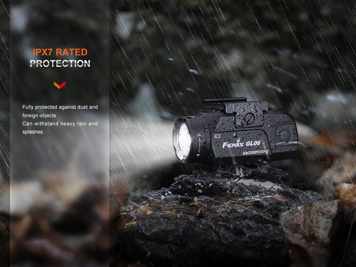 Fenix GL06 Pocket Pistol Tactical LED Light in rain