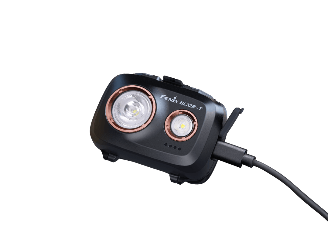 Fenix HL32R-T Trail Running Headlamp plugged in to charge