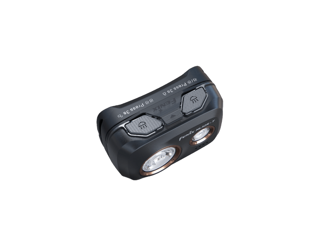 Fenix HL32R-T Trail Running Headlamp in black as viewed from the top