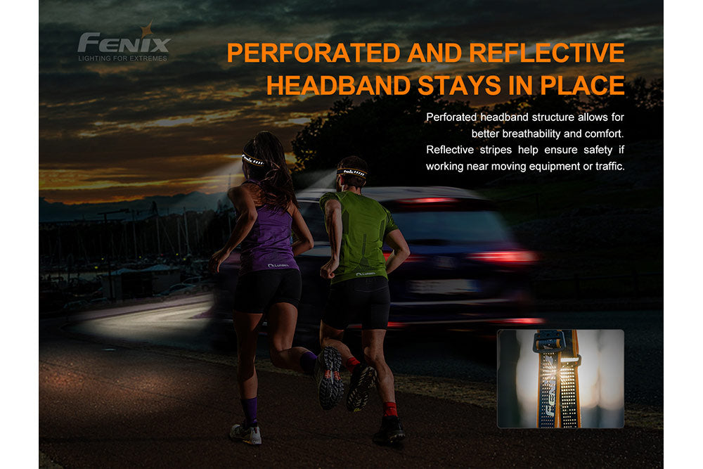 A pair of runners using the Fenix HM50R V2 LED headlamp 