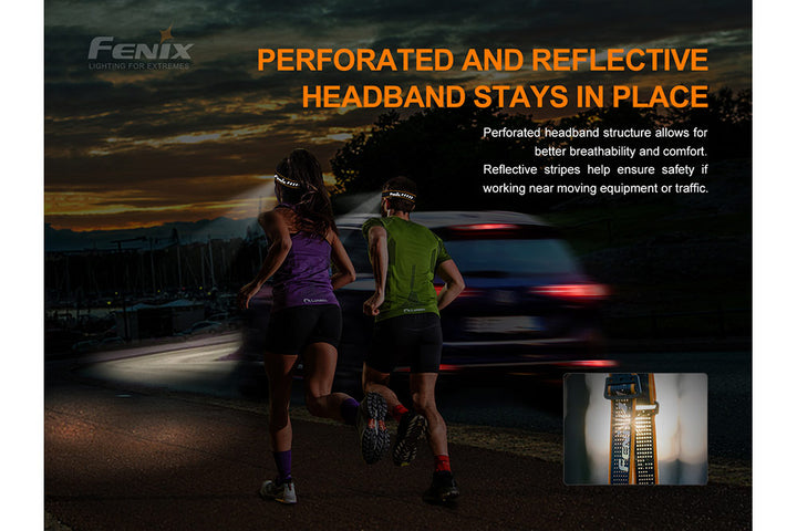 A pair of runners using the Fenix HM50R V2 LED headlamp 