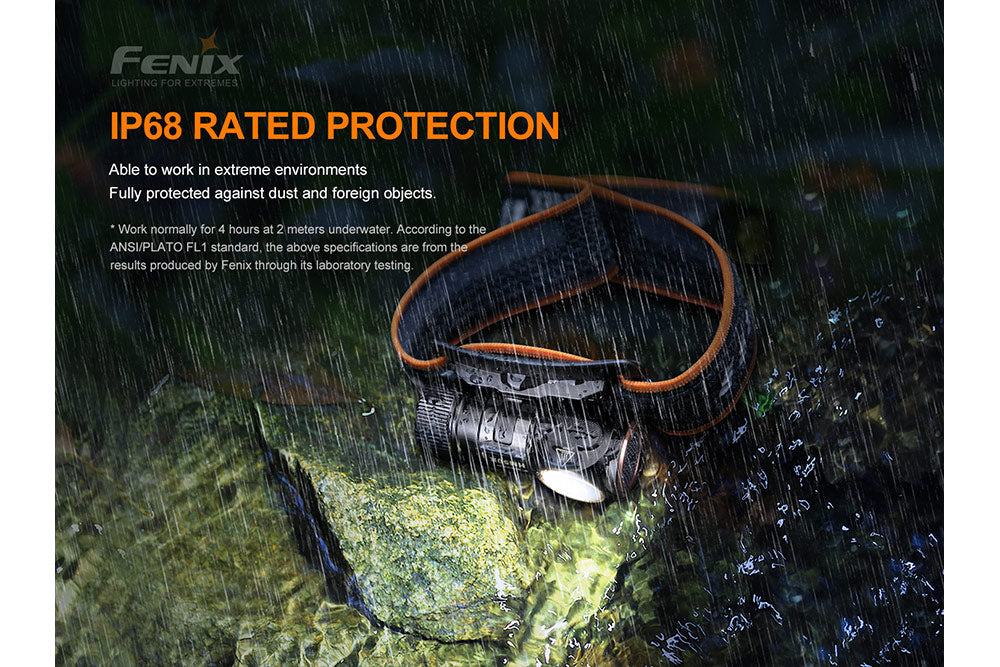 Fenix HM50R V2 LED headlamp in the rain