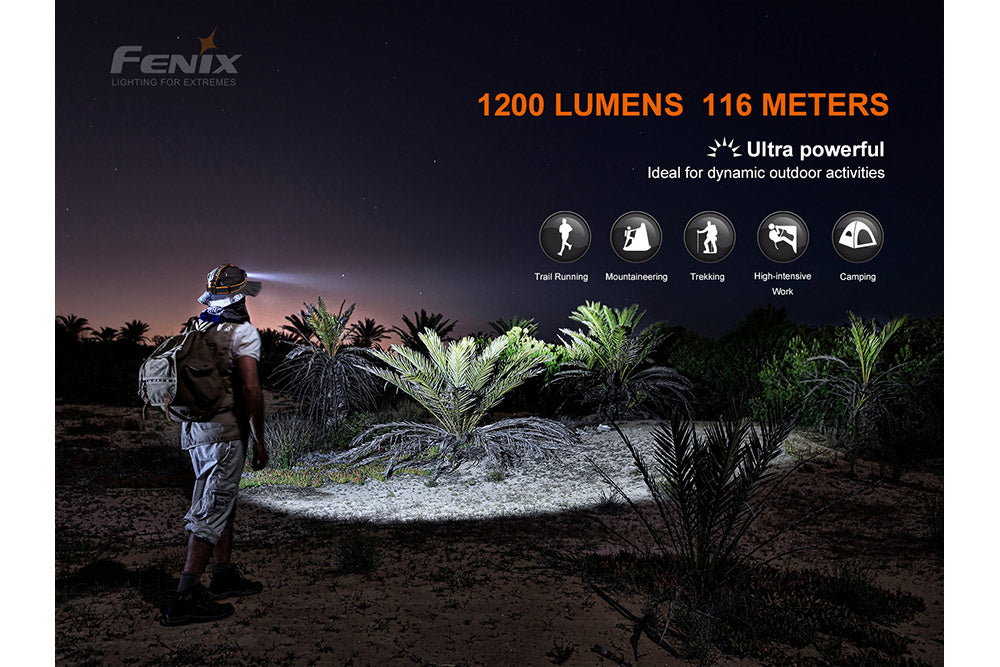 Fenix HM60R LED headlamp used to light up a desert environment