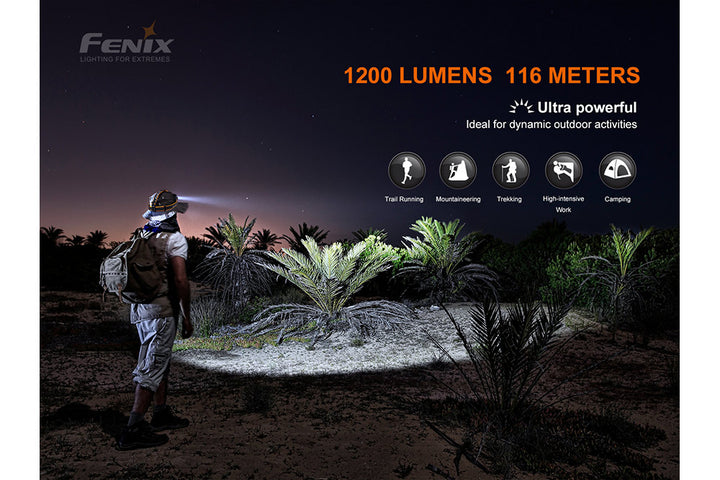 Fenix HM60R LED headlamp used to light up a desert environment