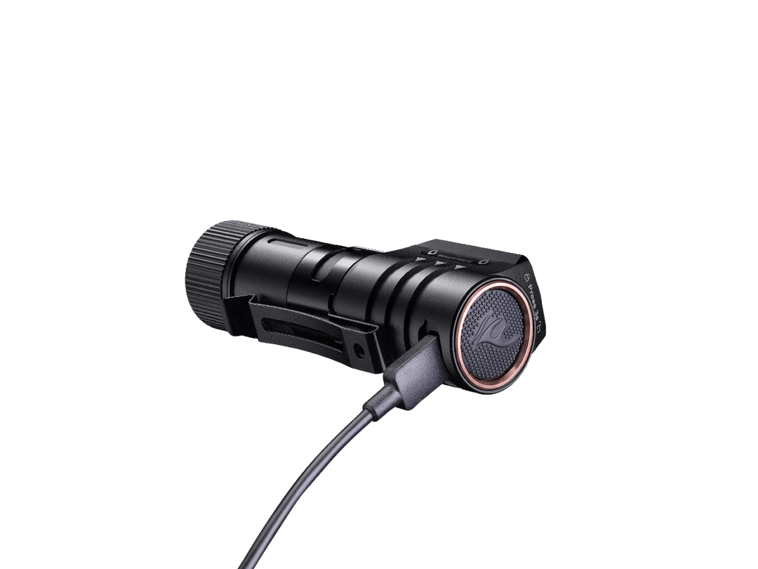 Fenix HM71R rechargeable headlamp charging via its USB-C cable