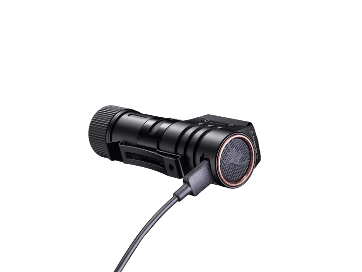 Fenix HM71R rechargeable headlamp charging via its USB-C cable