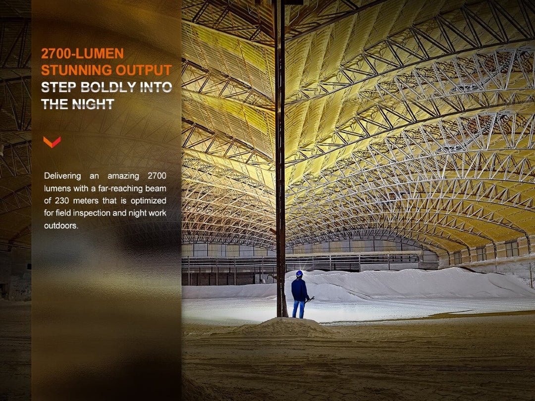 Fenix HM71R rechargeable headlamp used in a large amphitheater