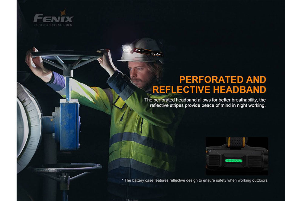 Fenix HP25R V2 headlamp used by a pipeline worker