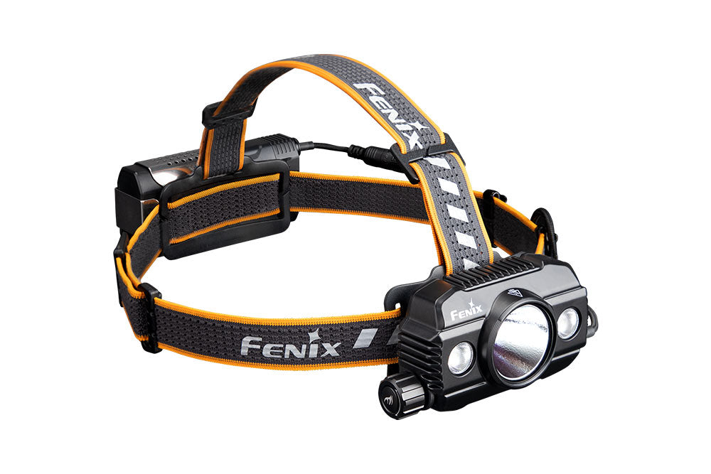 Fenix HP30R V2 LED headlamp as viewed from a side angle