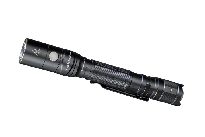 Fenix LD22 V2 compact LED flashlight as viewed from the top