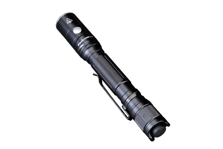 Fenix LD22 V2 compact LED flashlight as viewed from the top