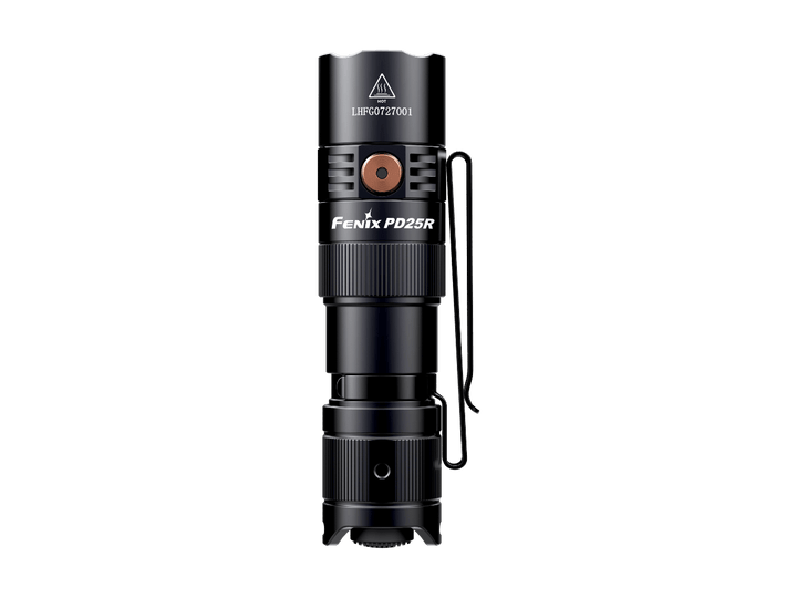 Fenix PD25R rechargeable LED flashlight viewed from above