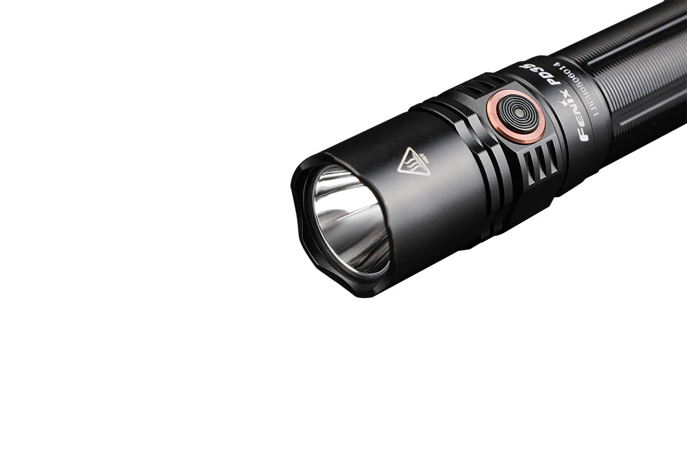 Fenix PD35 V3 flashlight viewed from the front