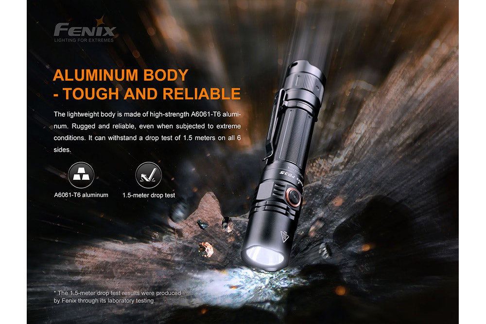 Fenix PD35 V3 flashlight dropped on stone