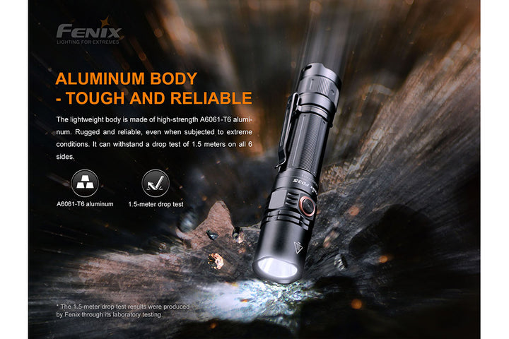 Fenix PD35 V3 flashlight dropped on stone