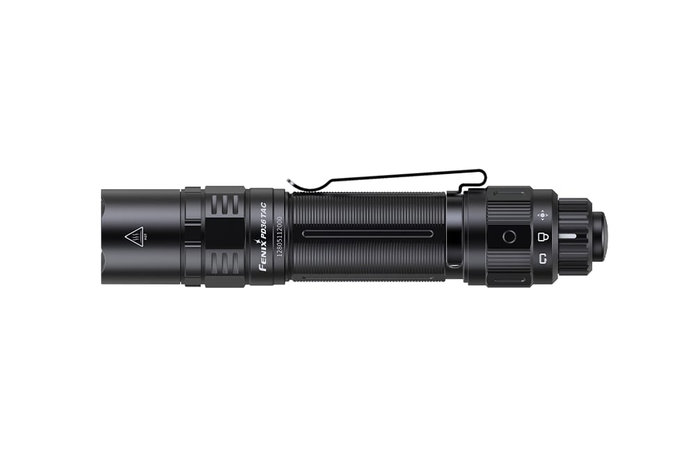 Fenix PD36 TAC Tactical Flashlight viewed from above