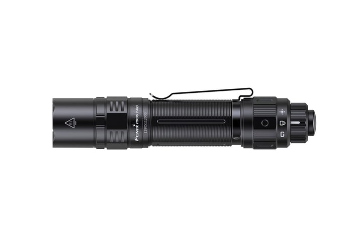 Fenix PD36 TAC Tactical Flashlight viewed from above