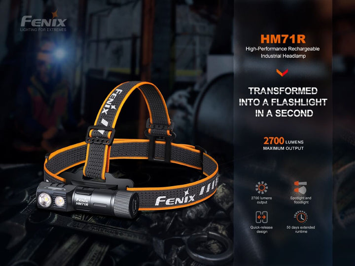 Fenix HM71R Rechargeable Industrial LED Headlamp - 2700 Lumens