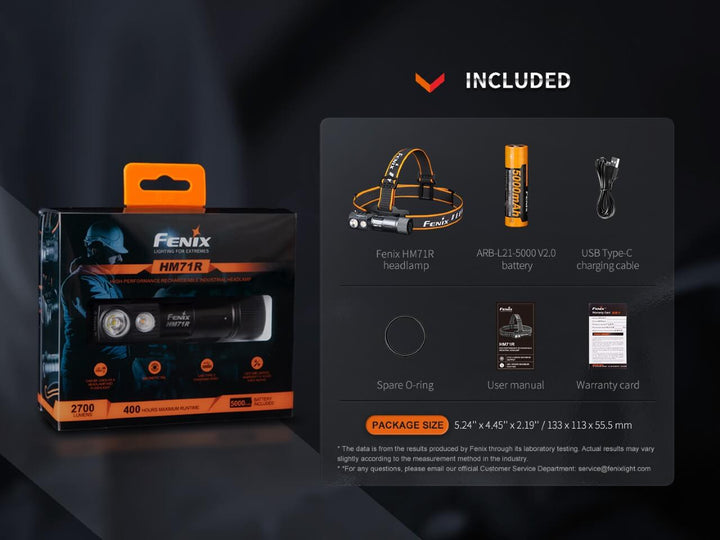 Fenix HM71R Rechargeable Industrial LED Headlamp + Optional E02R