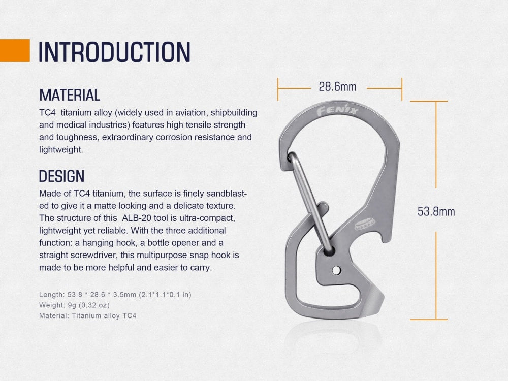 Fenix ALB-20 Multi-Purpose Snap Hook - Fenix Store
