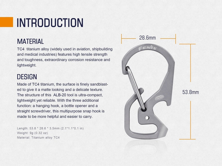 Fenix ALB-20 Multi-Purpose Snap Hook - Fenix Store