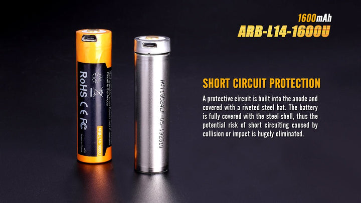 Fenix ARB-L14-1600U 1.5V USB Rechargeable Li-ion AA Battery - Fenix Store