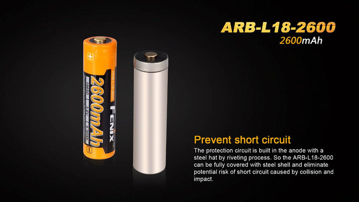 Fenix ARB-L18-2600 High-Capacity 18650 Battery - 2600mAh - Fenix Store