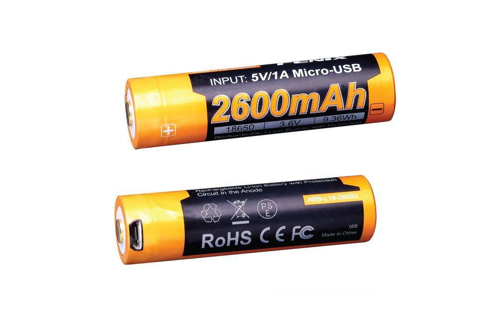 Fenix ARB-L18-2600U USB Rechargeable Li-ion 18650 Battery - Fenix Store