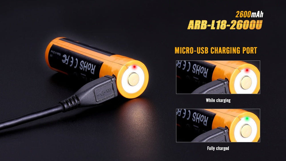 Fenix ARB-L18-2600U USB Rechargeable Li-ion 18650 Battery - Fenix Store