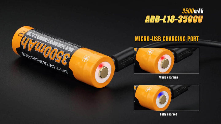 Fenix ARB-L18-3500U USB Rechargeable Li-ion 18650 Battery - Fenix Store
